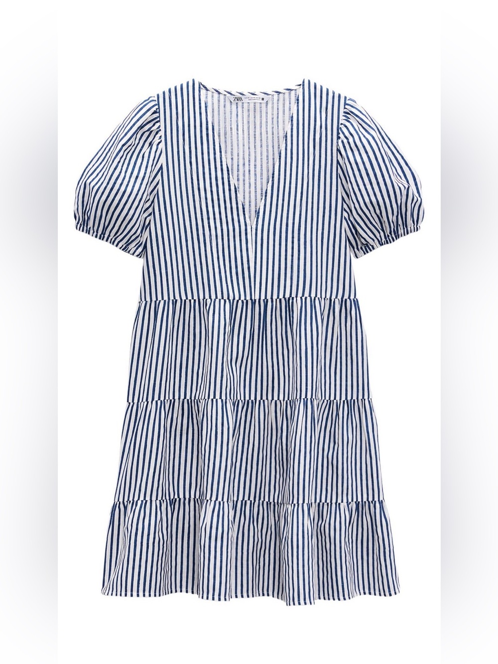 ZARA LINEN BLEND STRIPED DRESS